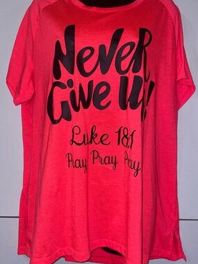 Pro Zone Coral Short Sleeve Tee with Black Inspirational Script